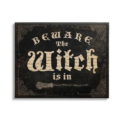 Stupell Industries Beware The Witch Vintage Phrase Canvas Wall Art
