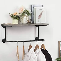 NEX™ Gray Wall Mounted Industrial Rustic Wood & Metal Coat Rack