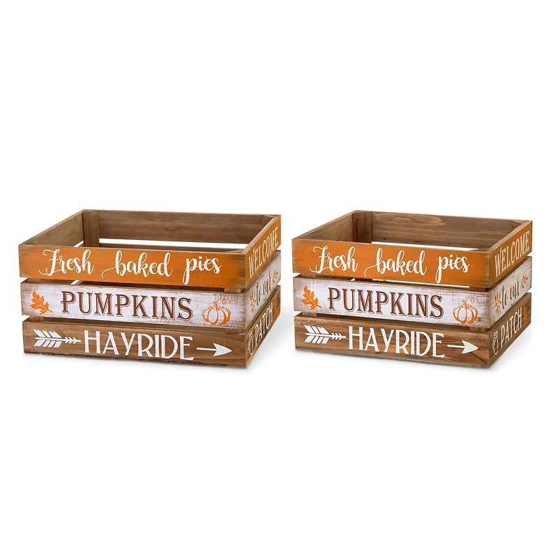 Glitzhome® Wooden Pumpkin Crate Set