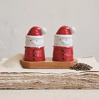 Hello Honey® Santa Salt & Pepper Shakers on Acacia Wood Tray