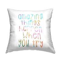 Stupell Industries Vibrant Motivational Rainbow Quote Happy Saying Throw Pillow, 18" x 18"