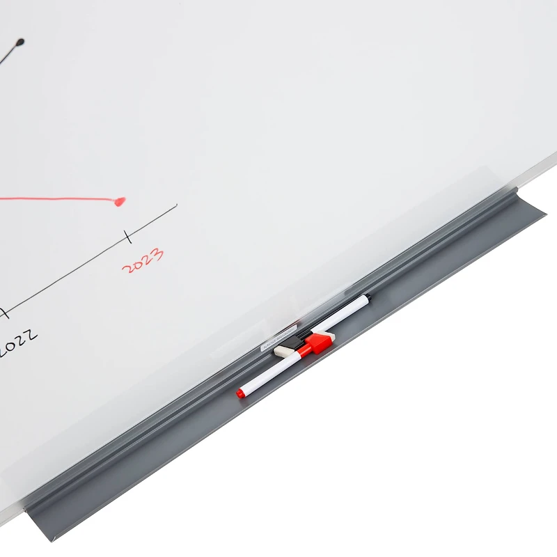 Mind Reader Dry Erase Magnetic White Board, Wall Mount, Eraser Marker Shelf, Planner, White