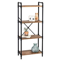 Honey Can Do Black 4-Tier Industrial Bookshelf