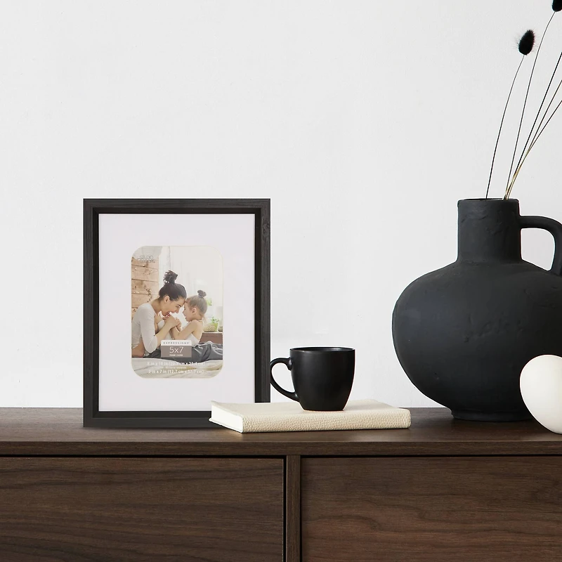Expressions™ 5" x 7" White & Black Frame with Mat by Studio Décor®