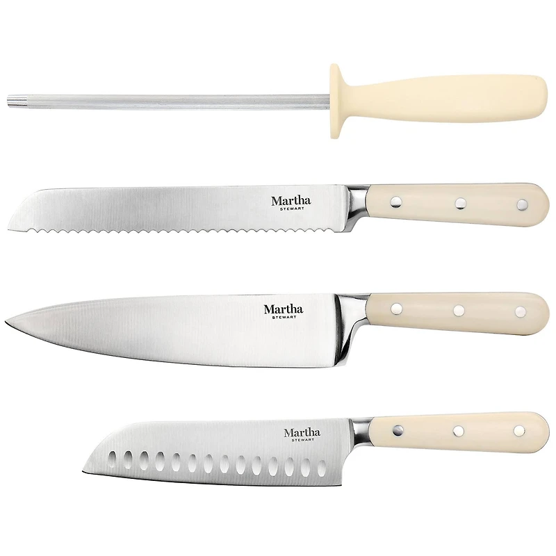 Martha Stewart Cream Stainless Steel 14 Piece Cutlery & Knife Block Set