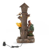 Glitzhome® 28.5" Farmhouse Sunflowers & Birdhouse Outdoor Fountain