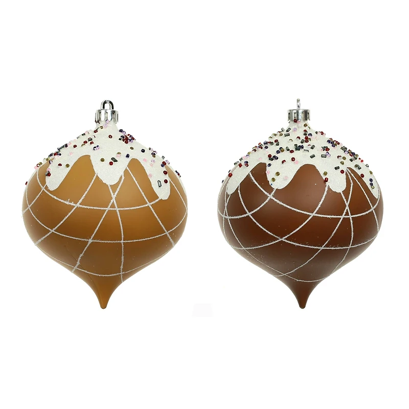 4 Pack 4.7" Gingerbread Sprinkle Shatterproof Onion Ornaments by Ashland®