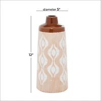 Tan Porcelain Traditional Vase 12" x 5" x 5"
