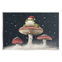 Stupell Industries Frog In Santa Hat Snowy Mushrooms Wall Plaque Art