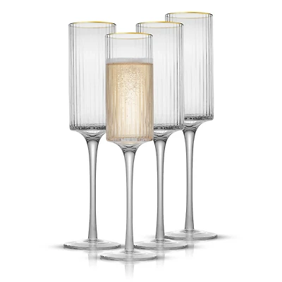 JoyJolt® Christian Siriano 6oz. Optic Gold Rim Champagne Glasses, 4ct.