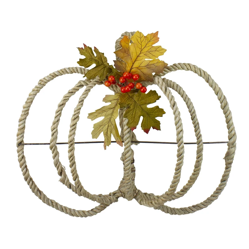 16" Autumn Foliage & Rope Pumpkin Wall Décor
