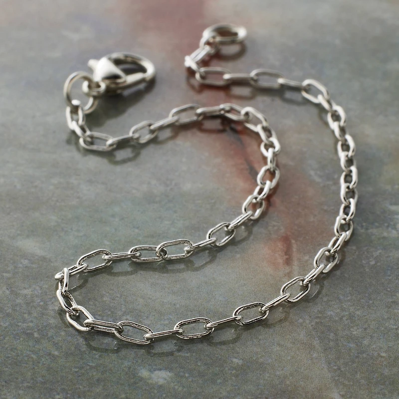 7.5" Rhodium Paperclip Charm Bracelet by Bead Landing™