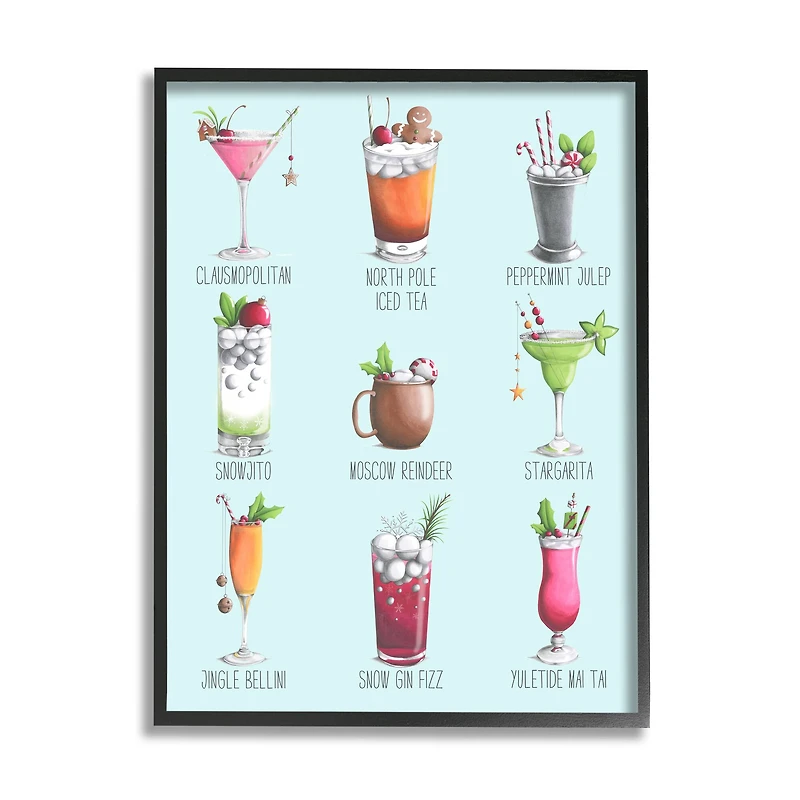 Stupell Industries Christmas Cocktails Seasonal Menu Framed Giclee Art