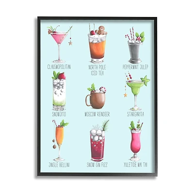 Stupell Industries Christmas Cocktails Seasonal Menu Framed Giclee Art