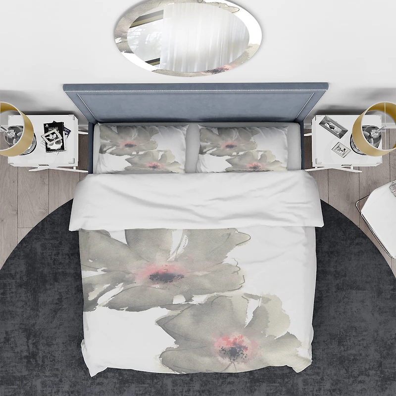 Designart 'Shabby Gray Blush Cosmo II' Shabby Bedding Set