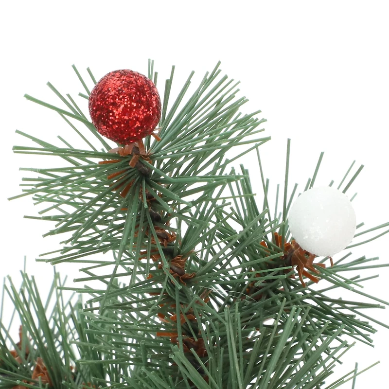 12" Green Pine Accent Tree with Glitter Berries in Red Velvet Base by Ashland®