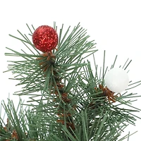 12" Green Pine Accent Tree with Glitter Berries in Red Velvet Base by Ashland®