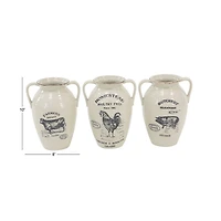 Set of 3 White Porcelain Farmhouse Vase, 8" x 10"
