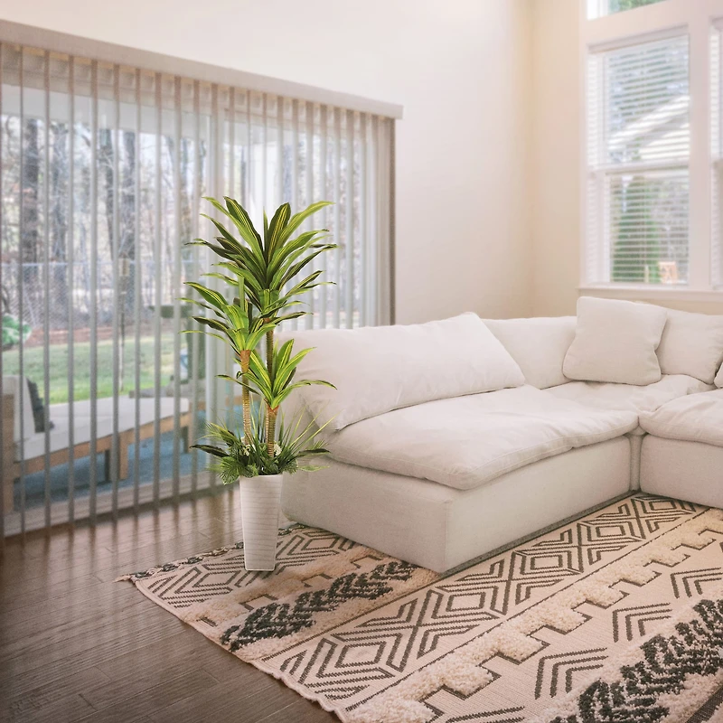 6ft. Artificial Dracaena Fragrans Tree in White Decorative Pot