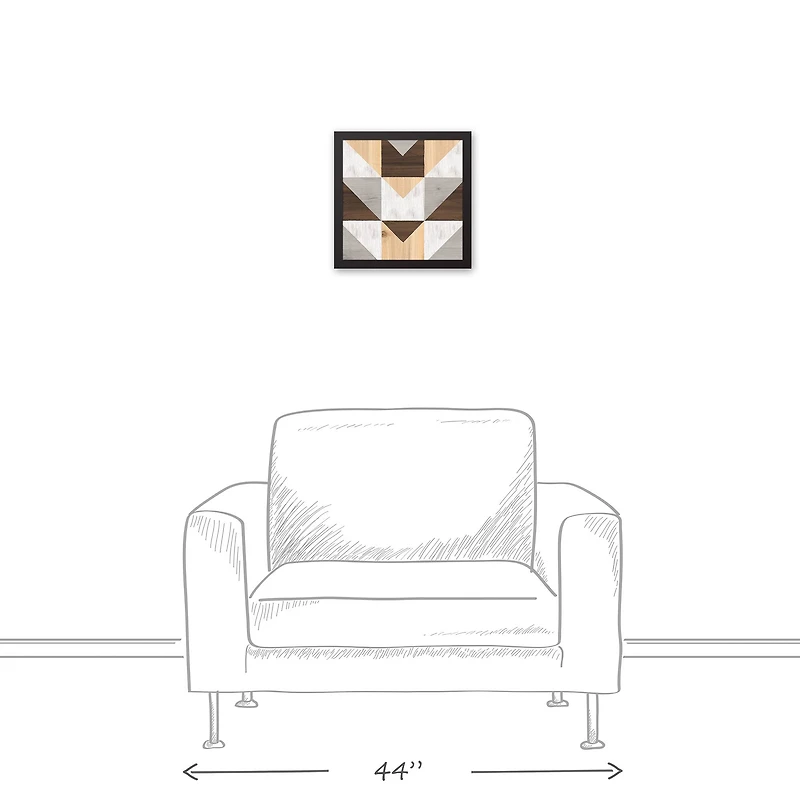 Geometric Wood Pattern Canvas Wall Art in Black Frame