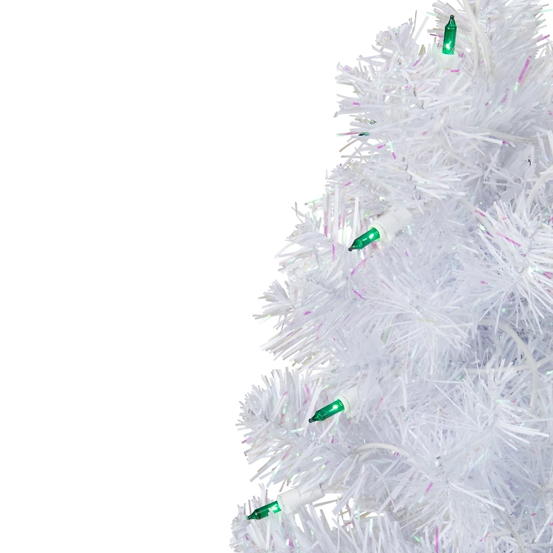 2ft. Pre-Lit Slim White Artificial Christmas Tree, Green Lights
