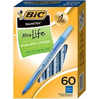 BIC® Round Stic® Xtra Life Blue Ball Pen, 2 packs of 60