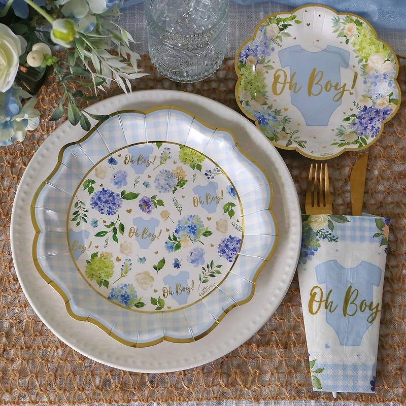 Kate Aspen® Blue Baby Shower Onesie Floral Tableware Set