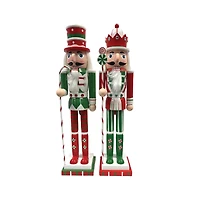 Santa's Workshop 14" Red & Green Peppermint Nutcracker Set