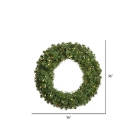 36" Pre-Lit Grand Teton Pine Wreath, Warm White LED Lights