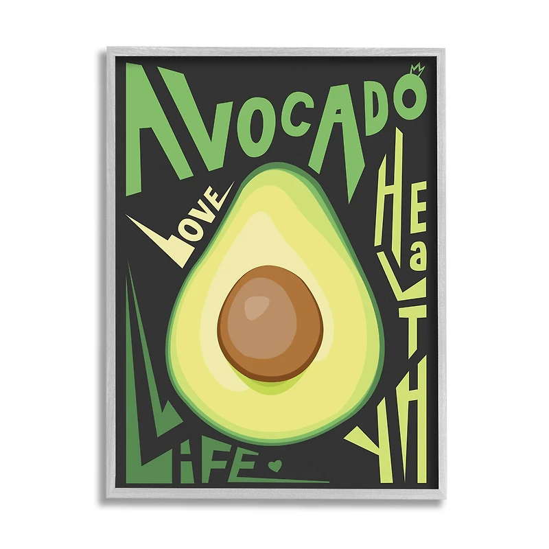 Stupell Industries Avocado Healthy Love Pop Wall Art in Gray Frame