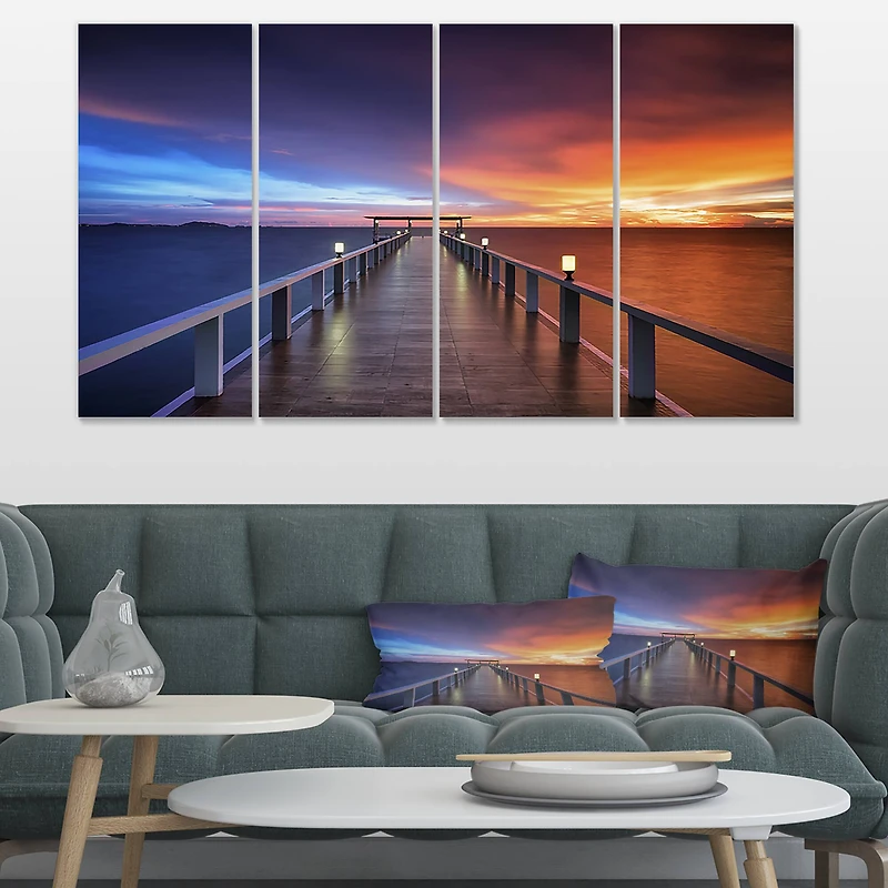 Designart - Picturesque Seashore with Long Pier