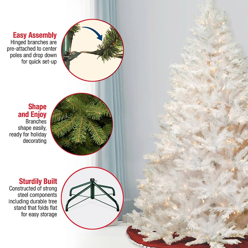 7ft. Pre-Lit Winchester White Pine Artificial Christmas Tree, Clear Lights
