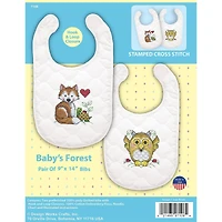 Design Works™ Baby's Forest Bibs Stamped Cross Stitch Kit