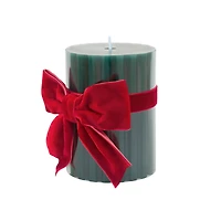 Green with Red Bow Balsam Forest Scented Pillar Candle by Ashland