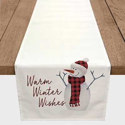 Watercolor Snowman 16x90 Poly Twill Table Runner