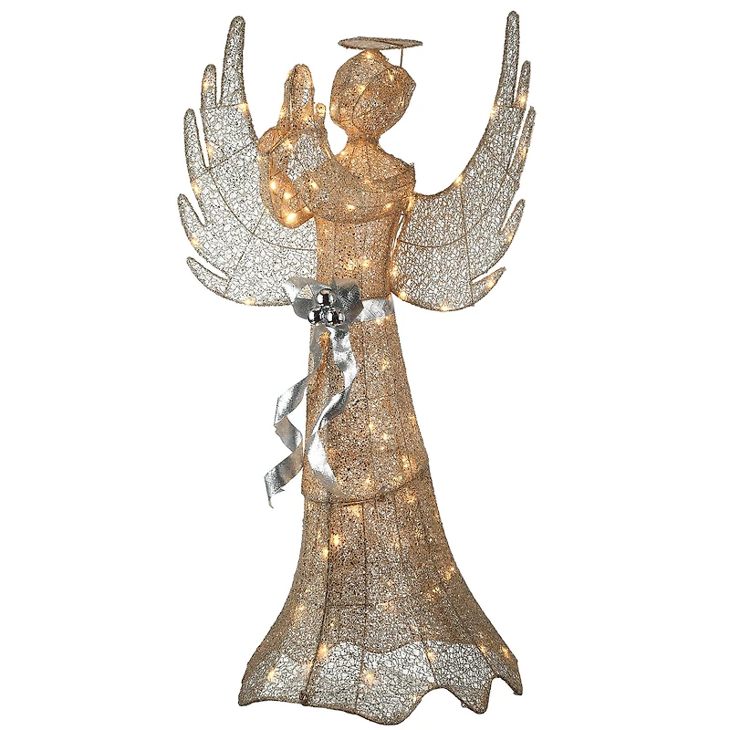 53" Pre-Lit LED Champagne Gold Praying Angel