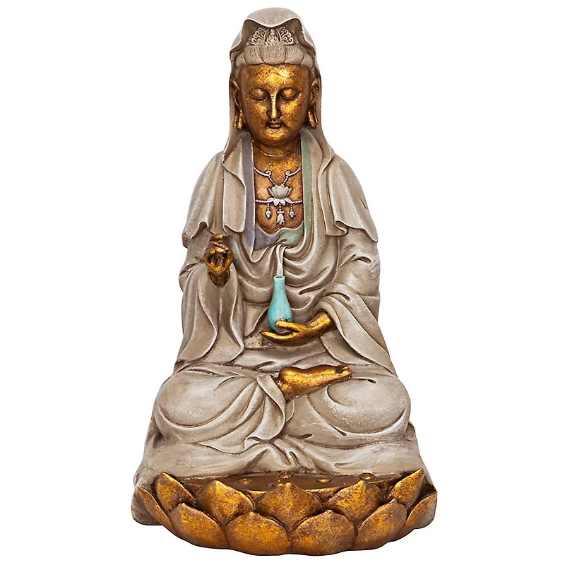 Design Toscano 12" Goddess Guan Yin Seated on a Lotus Statue