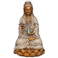 Design Toscano 12" Goddess Guan Yin Seated on a Lotus Statue