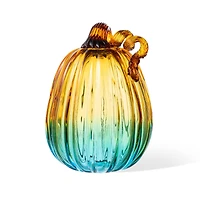 Glitzhome® 7" Gradient Turquoise Glass Pumpkin
