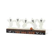 Glitzhome® 18"L Halloween Wooden & Metal White Ghost Silhouette Countdown Table Sign