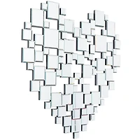 The Novogratz Silver Glass Shaped Mirrored Heart Wall Mirror 32" x 1" x 32"