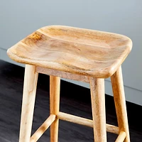 Brown Wood Contemporary Stool, 24" x 17" x 14"