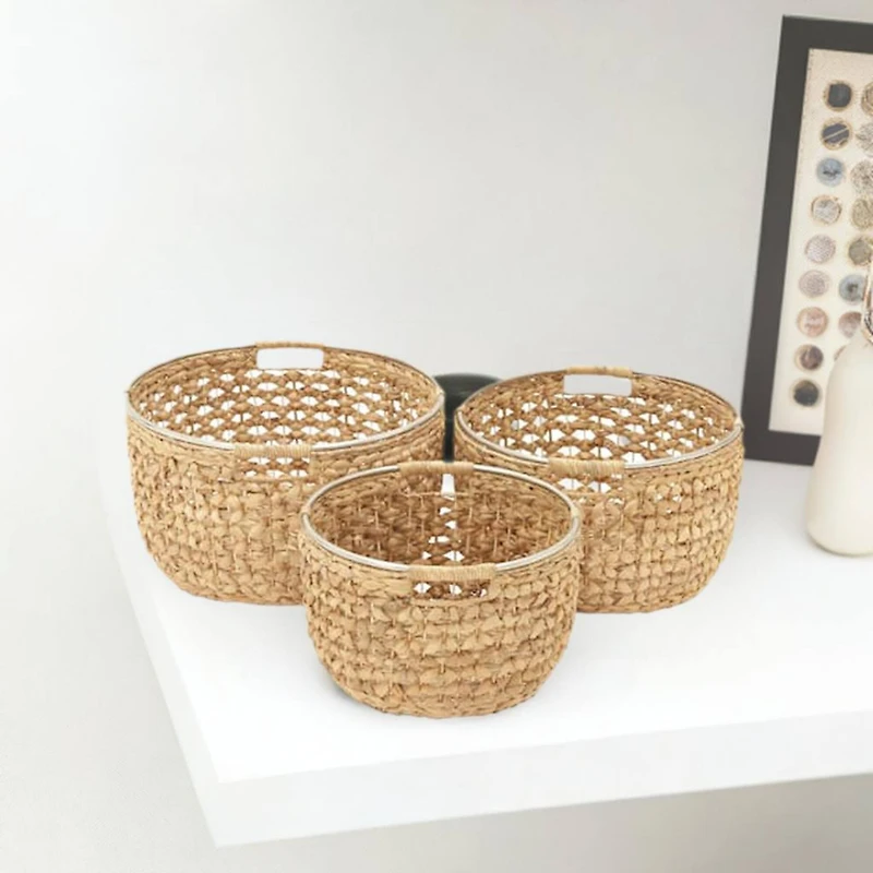 Tan Sea Grass Natural Storage Basket Set