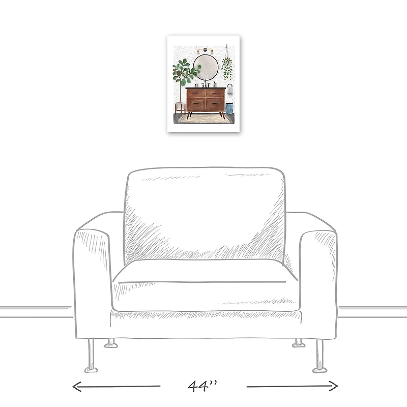 Midcentury Bathroom 12" x 16" Canvas Wall Art