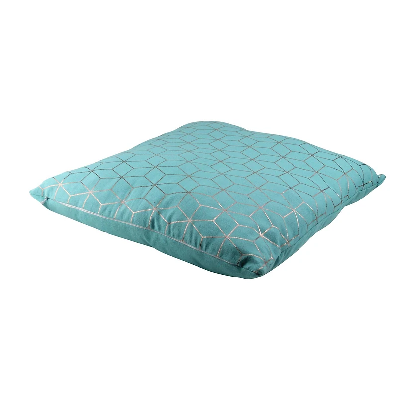 Blue & Copper Geometric Print Throw Pillow