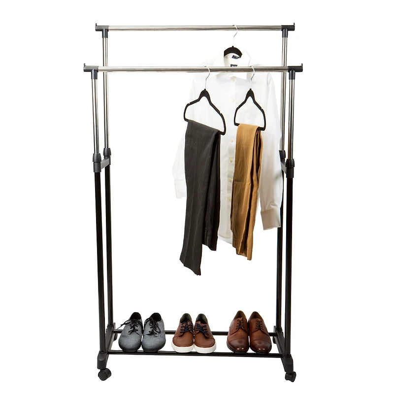 Simplify Double Tier Rolling Garment Rack