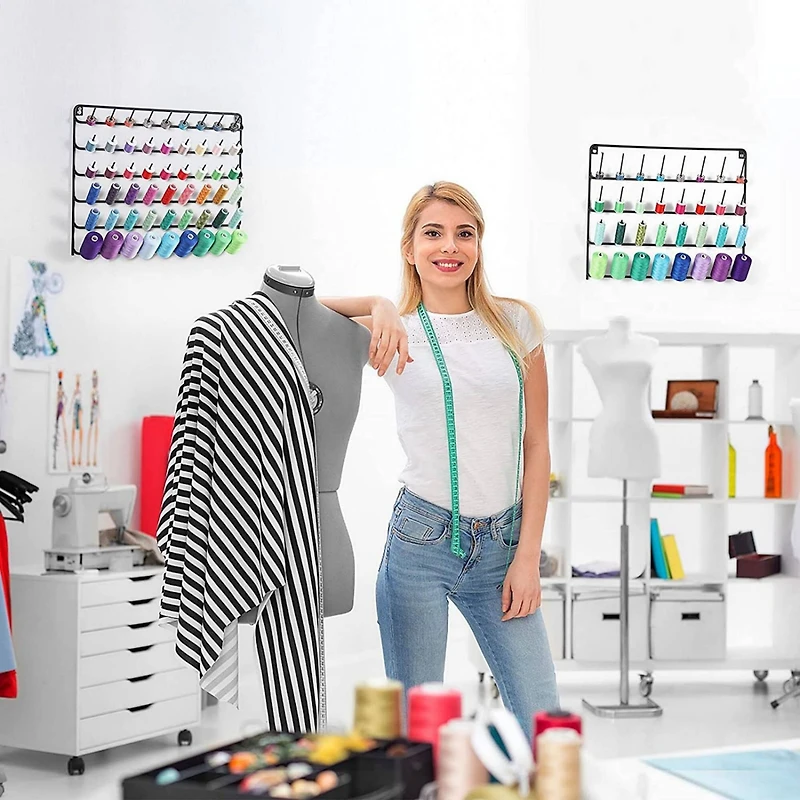 NEX™ Black 32-Spool and 54-Spool Wall-Mounted Sewing Thread Rack Set