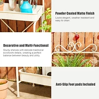 Glitzhome® 68" 3-Tier White Metal Shelf Planter Stand