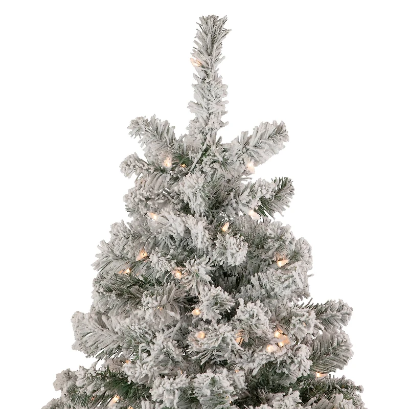 6.5ft. Pre-Lit Flocked Madison Pine Artificial Christmas Tree, Clear Lights