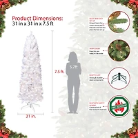 7.5ft. Pre-Lit White Pencil Northern Fir Artificial Christmas Tree, Clear Lights